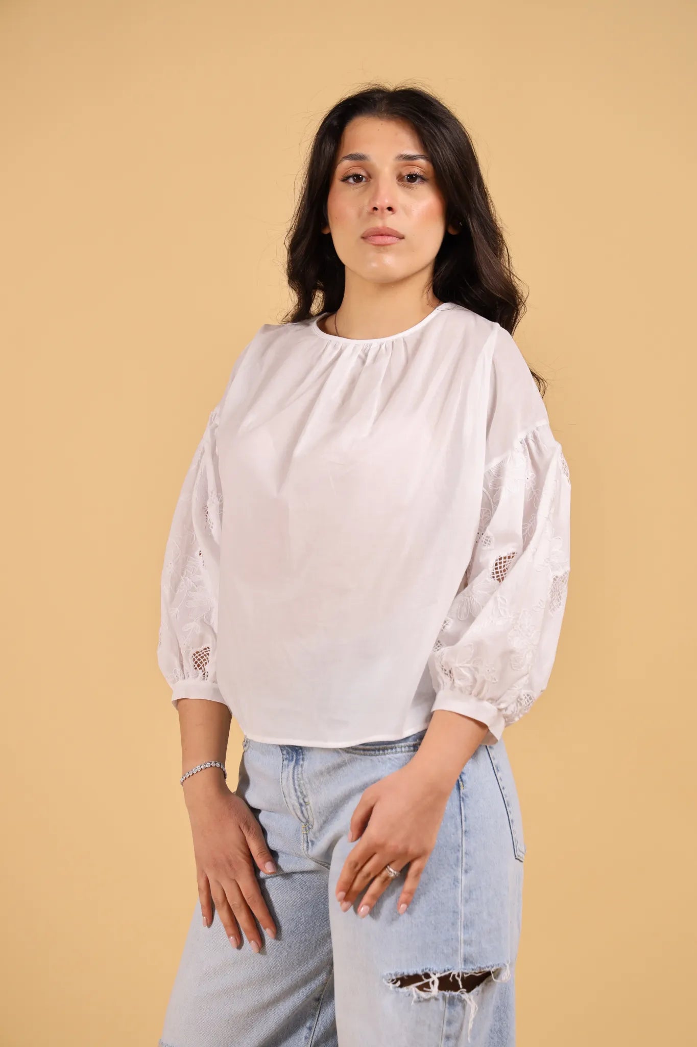 ATOS LOMBRDINI-CHEMISE MANICA SANGALLO WHITE